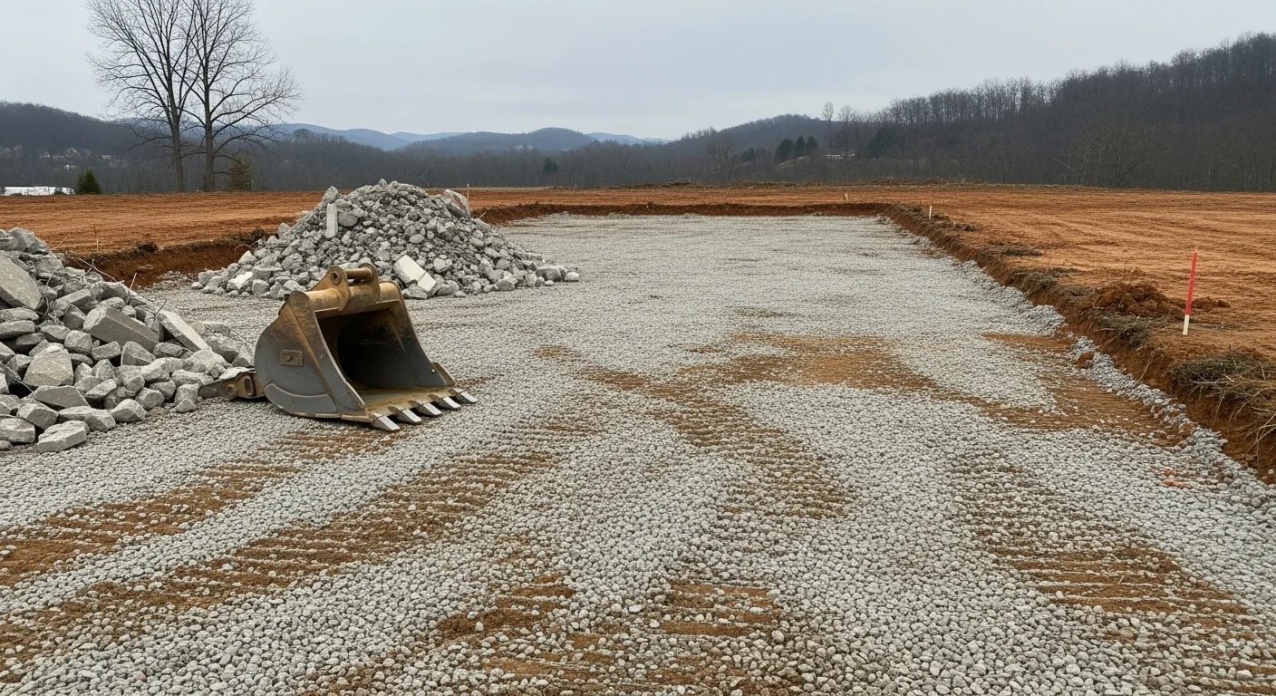 Demolition equipment removing concrete from commercial site