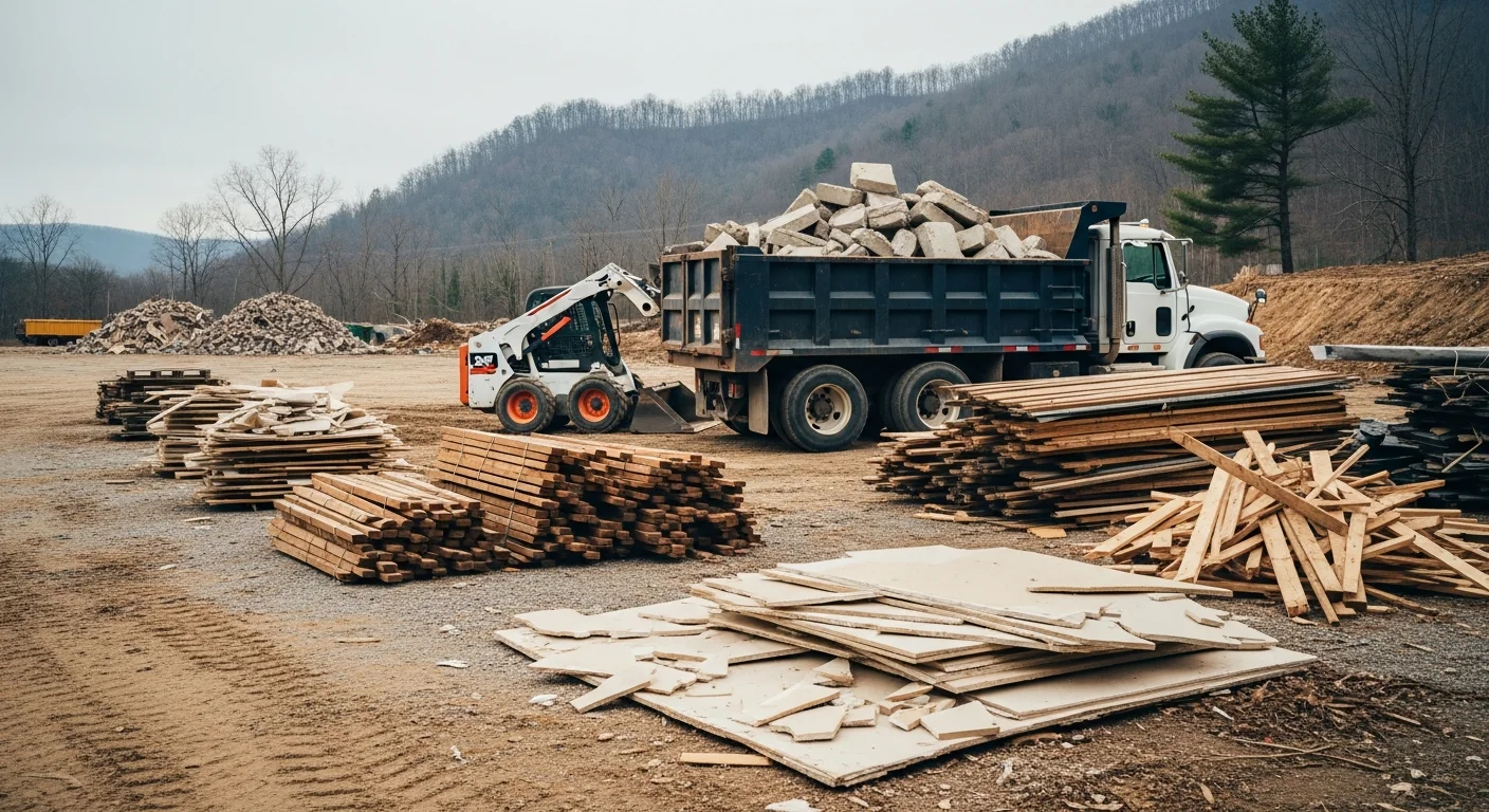 A cleared demolition site in Sevier County, Tennessee with all concrete rubble, wood framing debris, and roofing material removed by Onsite Construction. The lot is clean and ready for the next phase of construction work.